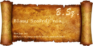 Blasy Szofrónia névjegykártya